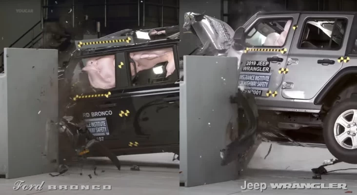 Crashtests von Jeep Wrangler und Ford Bronco im Vergleich